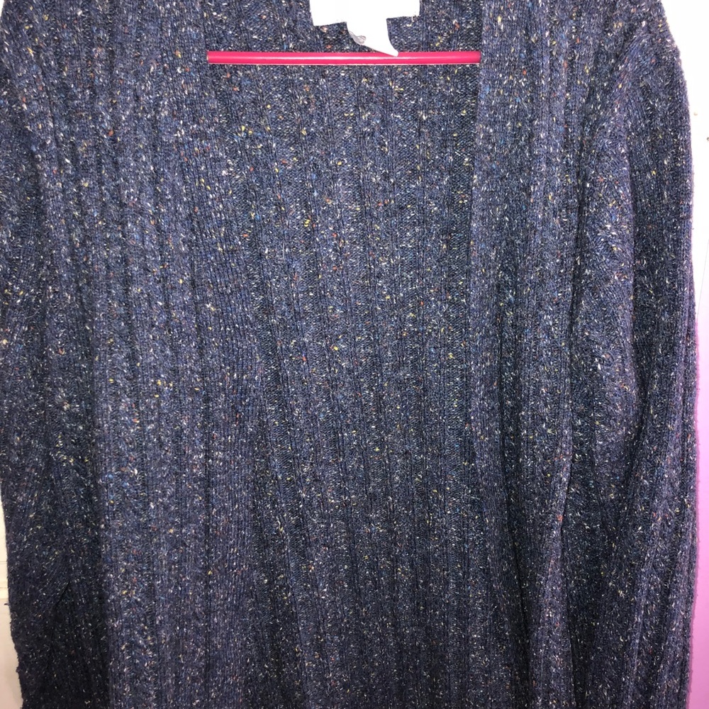 Cardigan, blue w/speckled colors